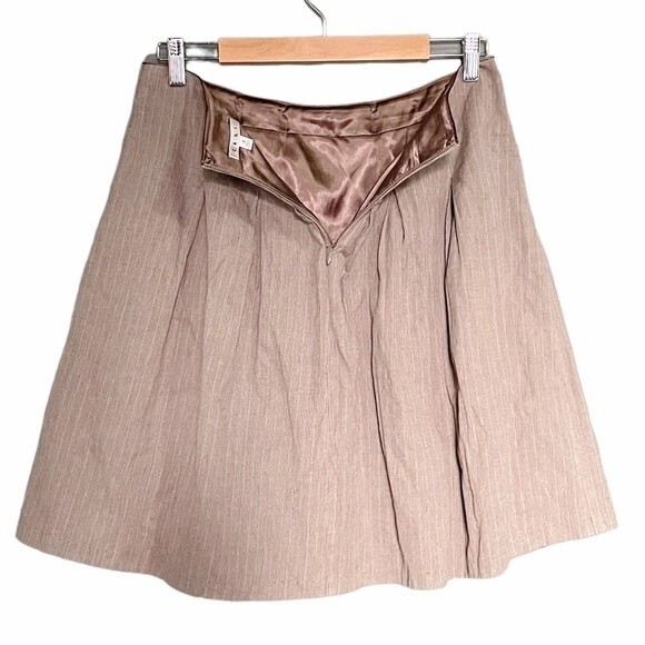 Cabi Liverpool Riding Club Pleated Skirt Brown Pinstripe Size 8 Equestrian - Picture 3 of 8